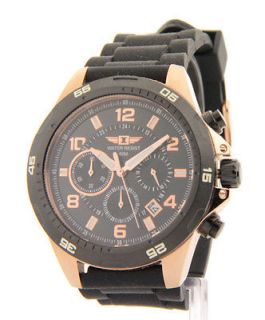 Men Invicta Rubber Date 3 Eye Chrono Sports New Watch 10015 004