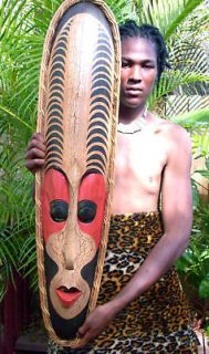 40 wood african safari zulu warrior style tiki mask returns