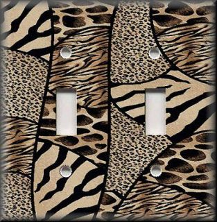 Light Switch Plate Cover   Patchwork Animal Print   Brown   Home Decor