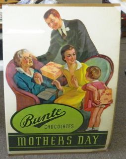 Original 1950s Bunte Chocolates Mothers Day Advertising Poster Grade 