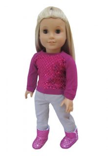   Jeans Gray and Sequin Shirt Fit American Girl and 18 inch Doll
