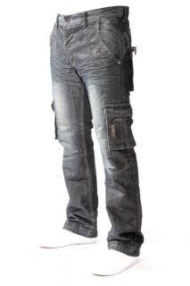 DD New Mens Designer Branded ETO Grey Coated Combat Jeans EM91 All 