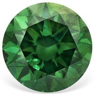 01 Carat Round Brilliant Forest Green Color Natural Loose VS2 