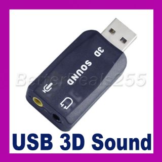 USB 2 0 External Sound Card 3D 5 1 Audio Adapter for PC