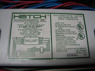 Hatch SWB 26 2 120 2 Lamp 16 18W CFL Ballast Lot of 2