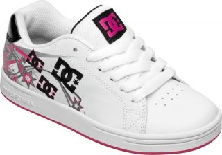 New DC Shoes Girls Kids Pixie Starburst White Pink Black  1 Youth 