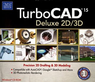 TurboCAD 15 Deluxe 2D 3D CAD Design PC XP Vista 7 New