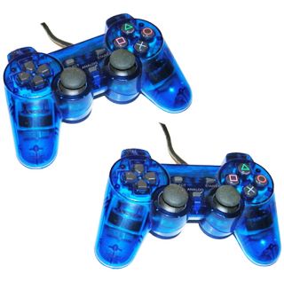 2X Blue Dual Shock Controller Game Pad for Sony PS2 PlayStation 2 