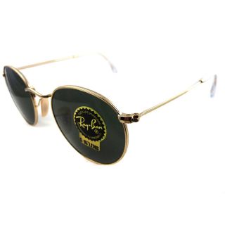 Rayban Sunglasses Round Metal 3447 001 Gold Green 47mm