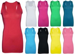 New Ladies Long Sleeveless Bodycon Racer Back Muscle Vest Womens Maxi 