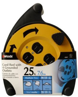   25 Foot Extension Cord Reel with 4 Outlets and Circuit Breaker