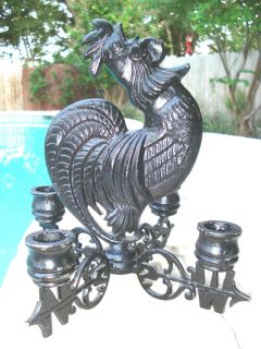   Unique Rustic Cast Iron Crowing Rooster N S E W Weathervane Candelabra