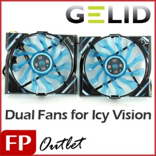Gelid Dual Fans Slim 92mm Fan Spare Part Replace Icy Vision VGA Cooler 