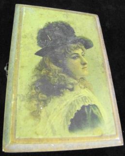 1800s Early Victorian Lady Motif J.P.Coats Thread Box NICE