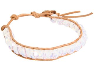 Chan Luu White Opal Crystal Single Bracelet on Beige Leather
