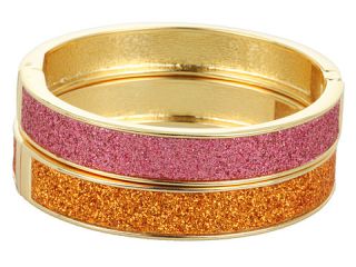 Betsey Johnson 60s Mod Glitter Duo Hinged Bangle Bracelet    