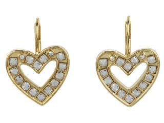 Betsey Johnson 60s Mod Crystal Cut Out Heart Drop Earrings    