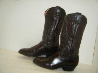 Mens Burgundy Cowboy Boots Sz 9 5D 10354