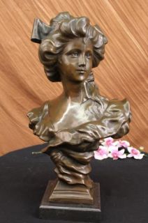 Original Thomas 100 Real Bronze Sophisticated Young Lady Bust 