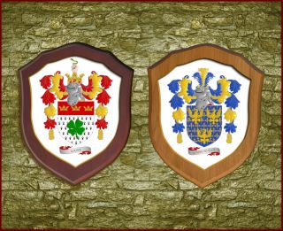 Family Crest Coat of Arms Wooden Shield Medium Size