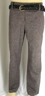 AB Studio Brown Linen Cotton Trouser Pant Relaxed 14 16