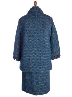   Suit Turquoise Mohair Tweed Mollie Abrahamson 1950s 43 26 36