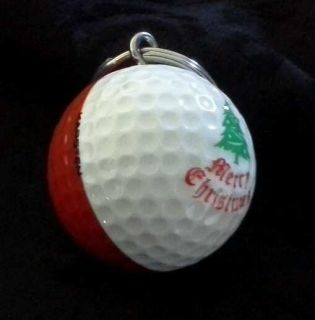 Ping Vintage Christmas Golf Ball Key Ring Red and White 4