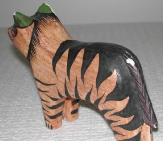 wood carving mexican cat folk art