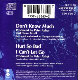 Linda Ronstadt Featuring Aaron Neville DonT Know Much 1989 Mini CD 