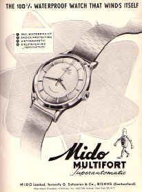 1947 14K ROSE GOLD & SS MIDO MULTIFORT AUTOMATIC BUMPER LUMED DIAL