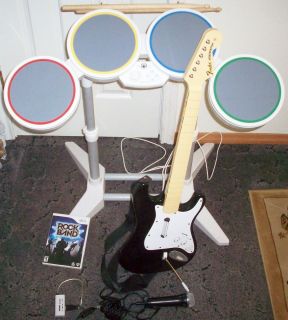 Used Wii Rock Band Bundle   Drums   Guitar   Mic   Hub   Game