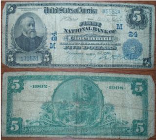 Five Dollars Series of 1902 The First National Bank of Cincinnati 