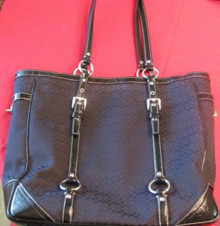 Authentic Large Coach Tote Handbag Black Purse with Silver Hardware 