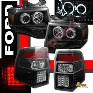 2007 2011 FORD EXPEDITION CCFL HALO PROJECTOR HEADLIGHTS LED TAIL 
