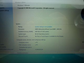 Acer Aspire 7540 1317 Laptop Notebook Windows 7 AMD Athlon 2 00GHz 4GB 