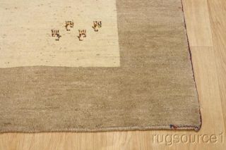 Large Contemporary Modern Ivory 7x9 Gabbeh Persian Oriental Area Rug 