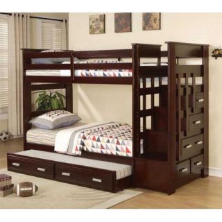 Acme Allentown Espresso Twin Bunk Bed with Storage Stairway Drawers 
