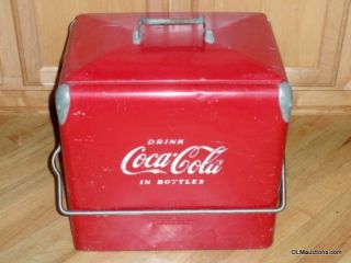 vintage drink coca cola in bottles cooler from acton