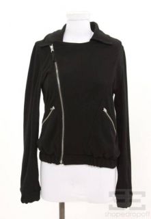 Adam Adam Lippes Black Jersey Asymmetrical Zip Front Jacket Size 1 