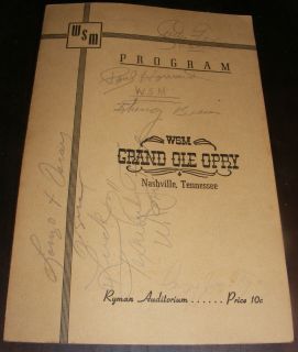    Ole Opry Program Signed Bill Monroe Roy Acuff Minnie Pearl Red Foley