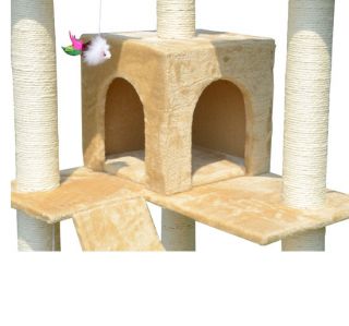 New 71 Cat Tree Condo Furniture Scratch Post Pet House Beige w Free 