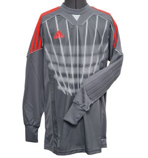 new★ Adidas Graphic 11 Mens Goal Keeper Jersey Gray Red Padded 