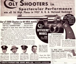 Vintage ad Colt Revolvers Lot 3 Detroit Police Team More 1937