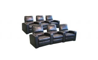 Adonis Home Theater Seating 6 Leather Manual Seats Black Chairs