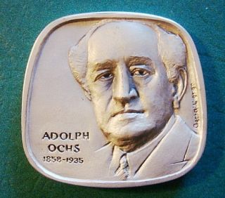 Judaica Adolph Ochs Silver Medal The New York Times Last Time OM  