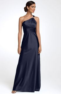 New Adrianna Papell One Shoulder Satin Jeweled Gown 8