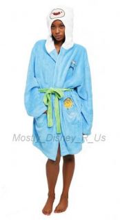 Adventure Time with Finn and Jake Fleece Hooded Robe Comfy Costume New 