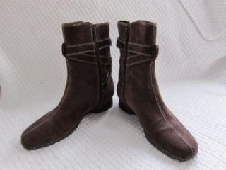 Aerosoles Whats What Brown Suede Wrap Around Strap Mid Calf Boot Flat 