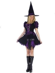 sexy witch purple punk costume dress hat fw12003