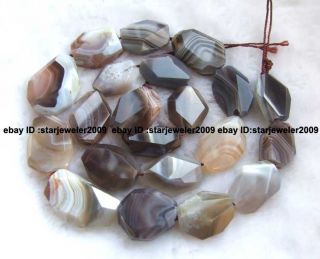 Faceted Natural Botswana Agate 12x14 17x24mm Flat Freeform Beads 15 
